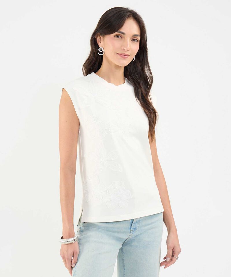 Camiseta con Apliques Florales