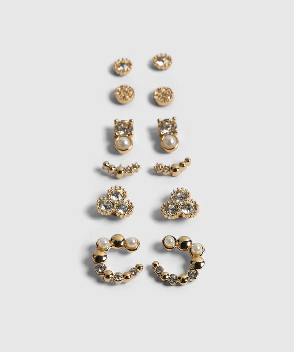 Set x 6 Aretes Dorados con Brillos image number null