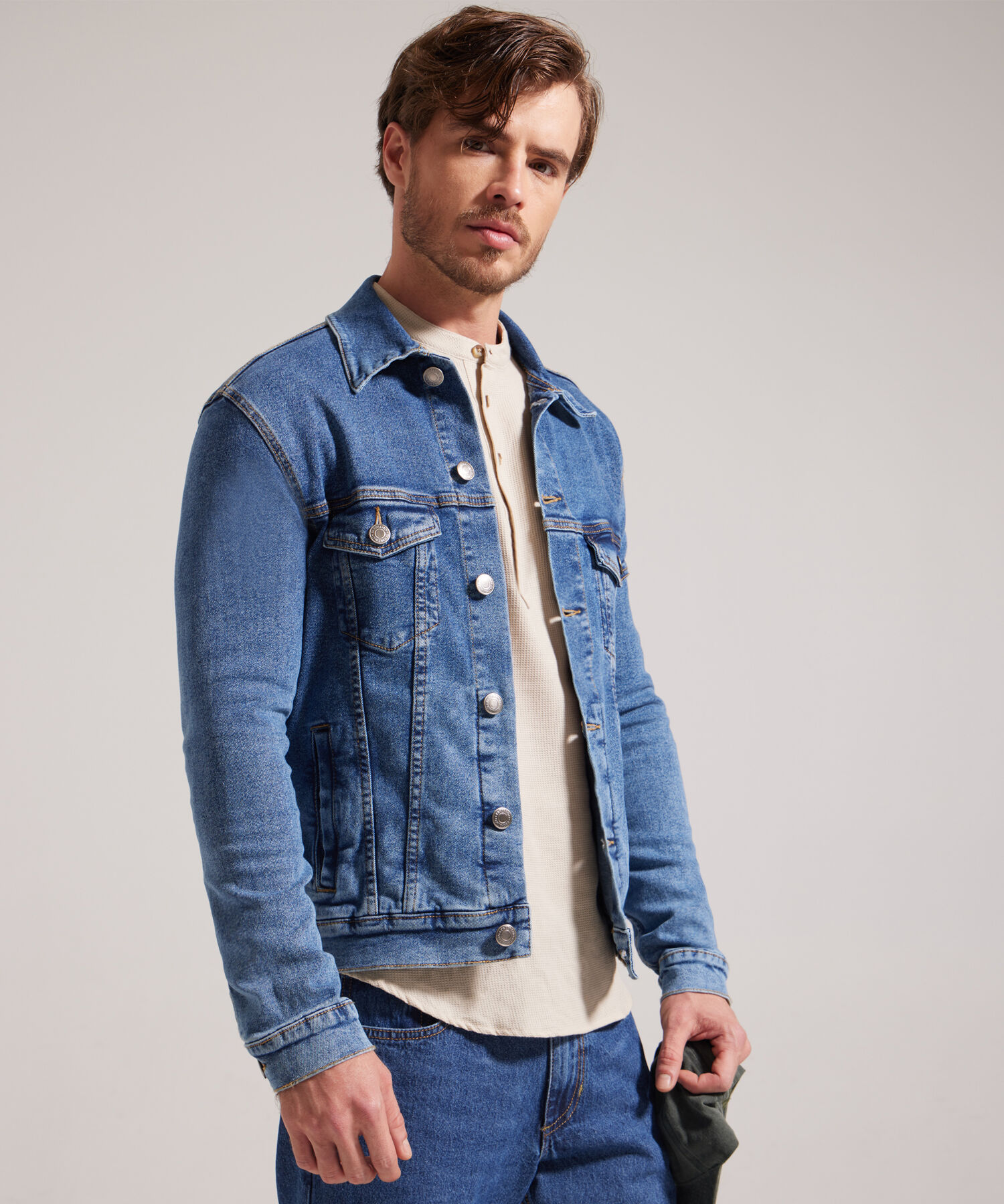Chaqueta Trucker Tono Azul  Oscuro