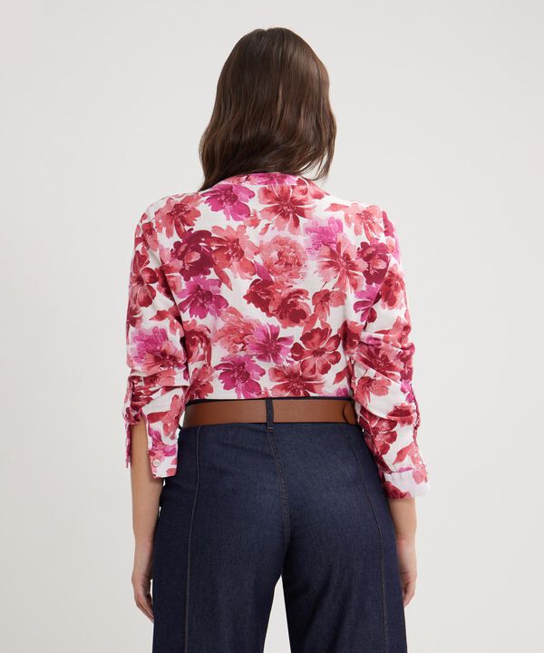 Blusa Manga Larga Estampada En Lino