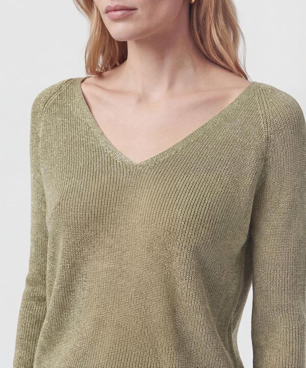 Saco De Punto Cuello En V Mujer