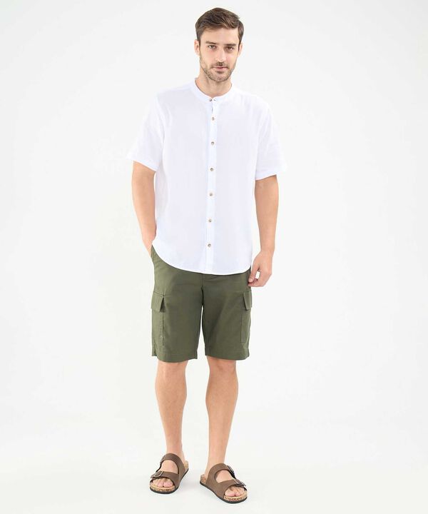 Camisa Cuello Mao en Efecto Lino image number null