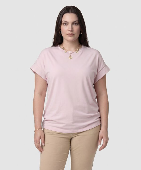 Camiseta Manga Corta Con Doblez Para Mujer Curvy image number null
