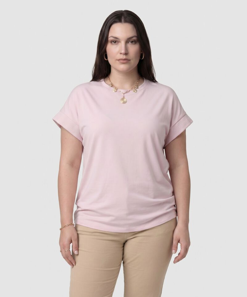 Camiseta Manga Corta Con Doblez Para Mujer Curvy