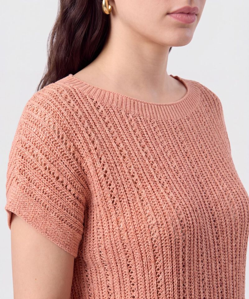 Camiseta en Tejido de Punto Calado Para Mujer