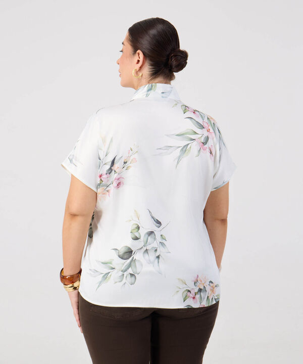 Blusa De Cuello Mao Con Escote En V Mujer Curvy
