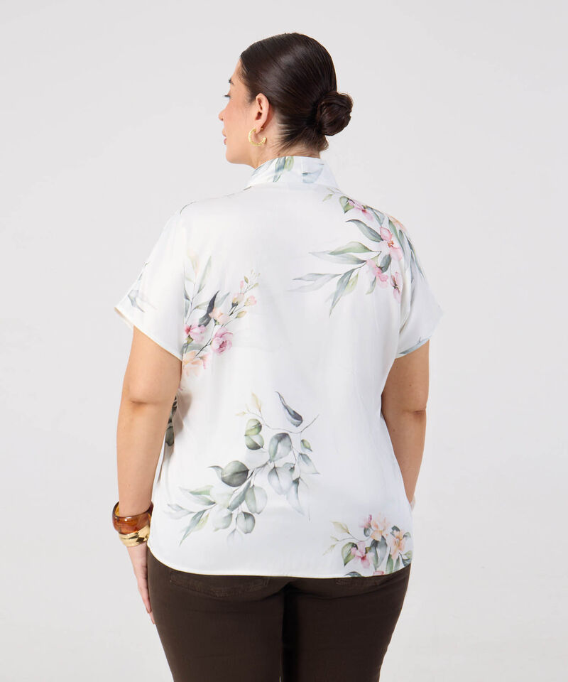 Blusa De Cuello Mao Con Escote En V Mujer Curvy