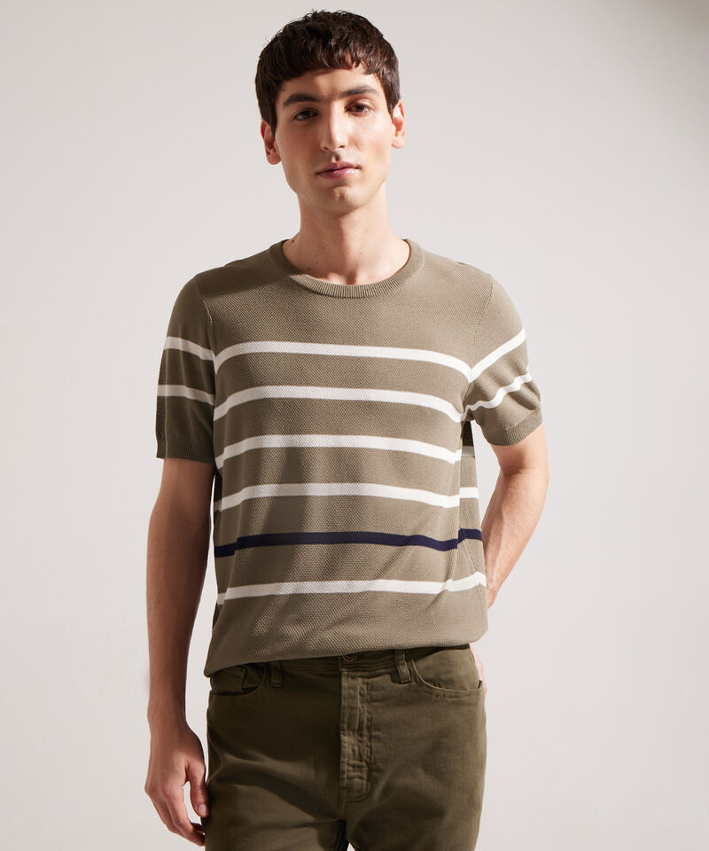 Camiseta Manga Corta Cuello Redondo A Rayas
