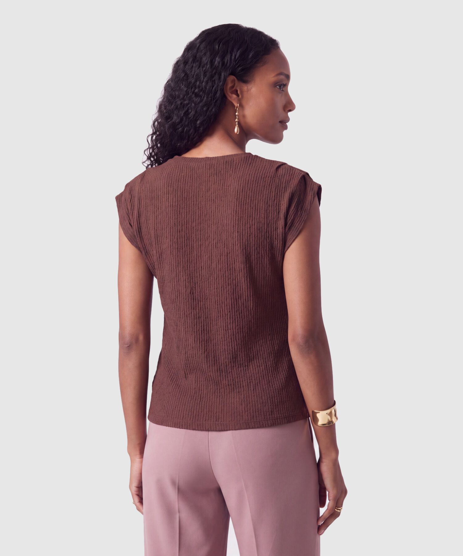 Camiseta De Textura Rib Para Mujer