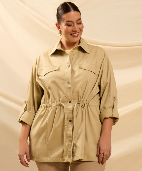 Chaqueta Con Ajuste En Cintura Para Mujer Curvy image number null