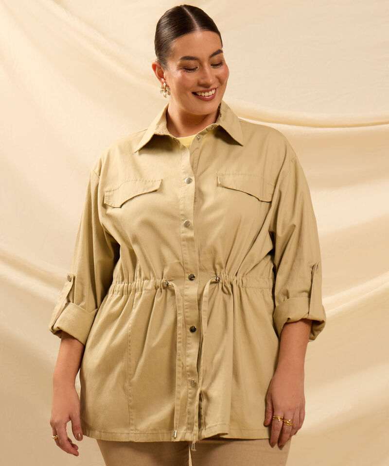 Chaqueta Con Ajuste En Cintura Para Mujer Curvy