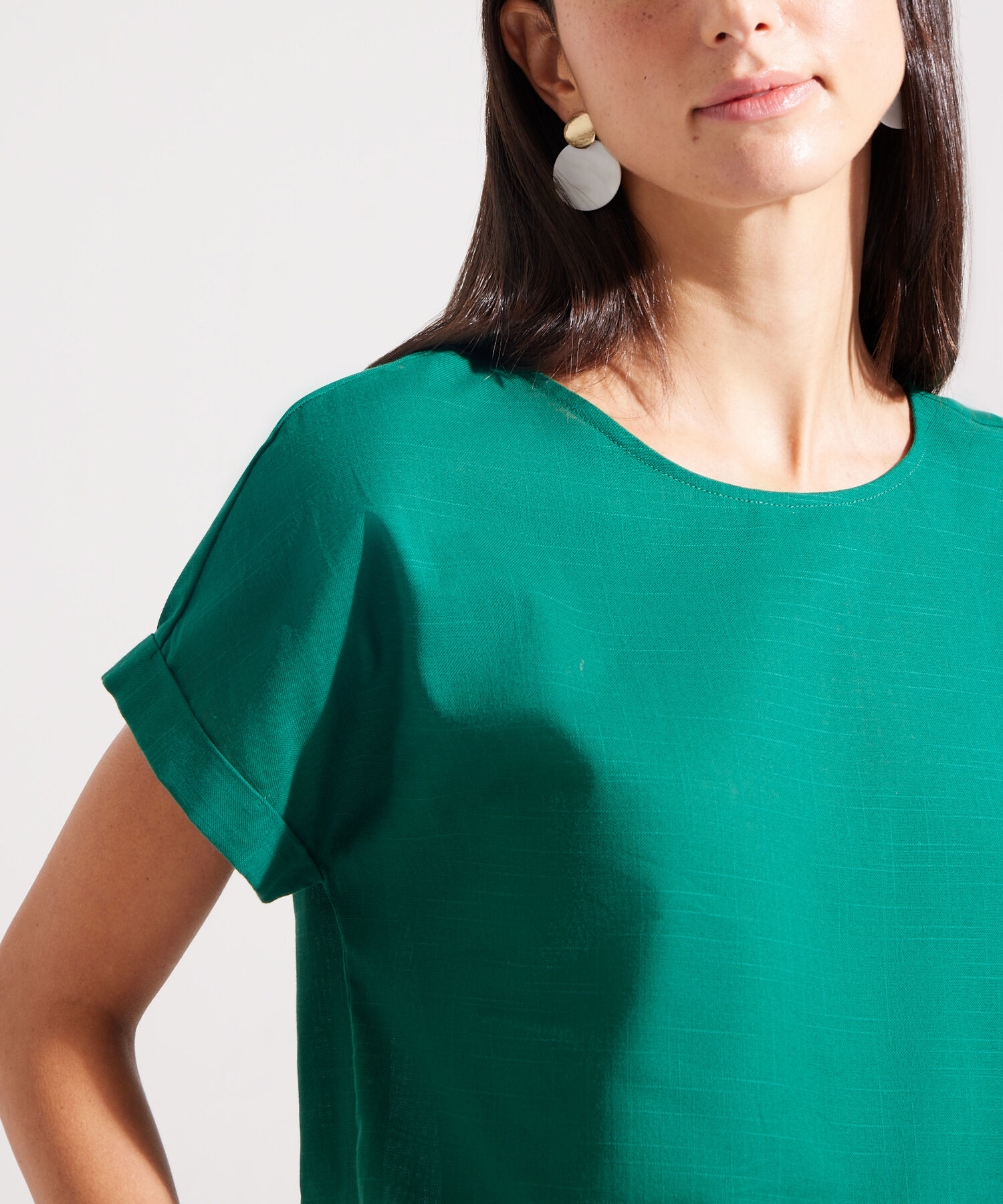 Blusa Manga Corta Corrida Unicolor