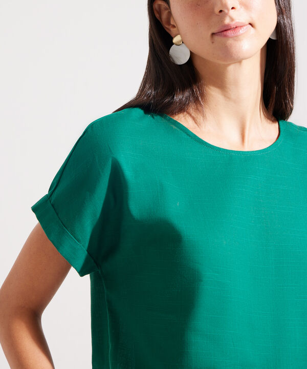 Blusa Manga Corta Corrida Unicolor