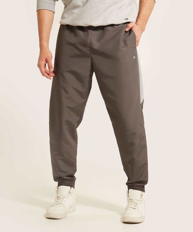 Pantalón Jogger Plano Unicolor Con Cortes Contraste, Bolsillos Laterales, Cordón Ajustable Y Elástico Interno, Sport Líneas