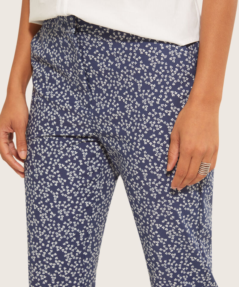 Pantalón Clásico Estampado Con Elástico Unicolor En Pretina