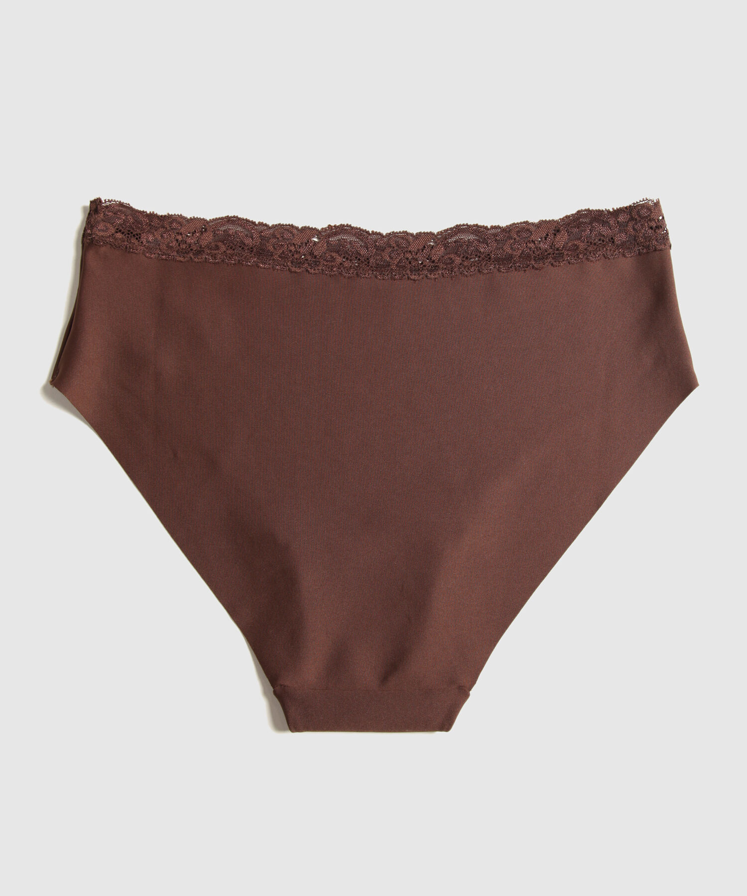 Panty Clásico Unicolor En Microfibra, Tiro Alto Con Encaje