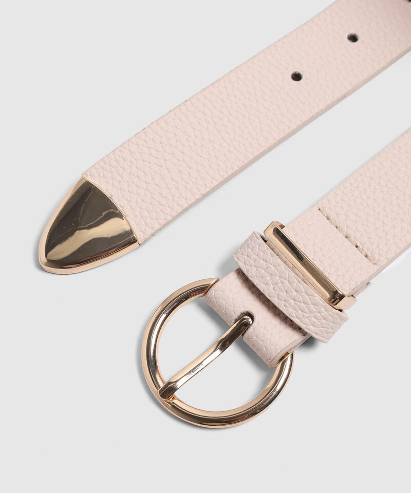 Cinturón Texturizado Para Mujer Con Hebilla Redonda