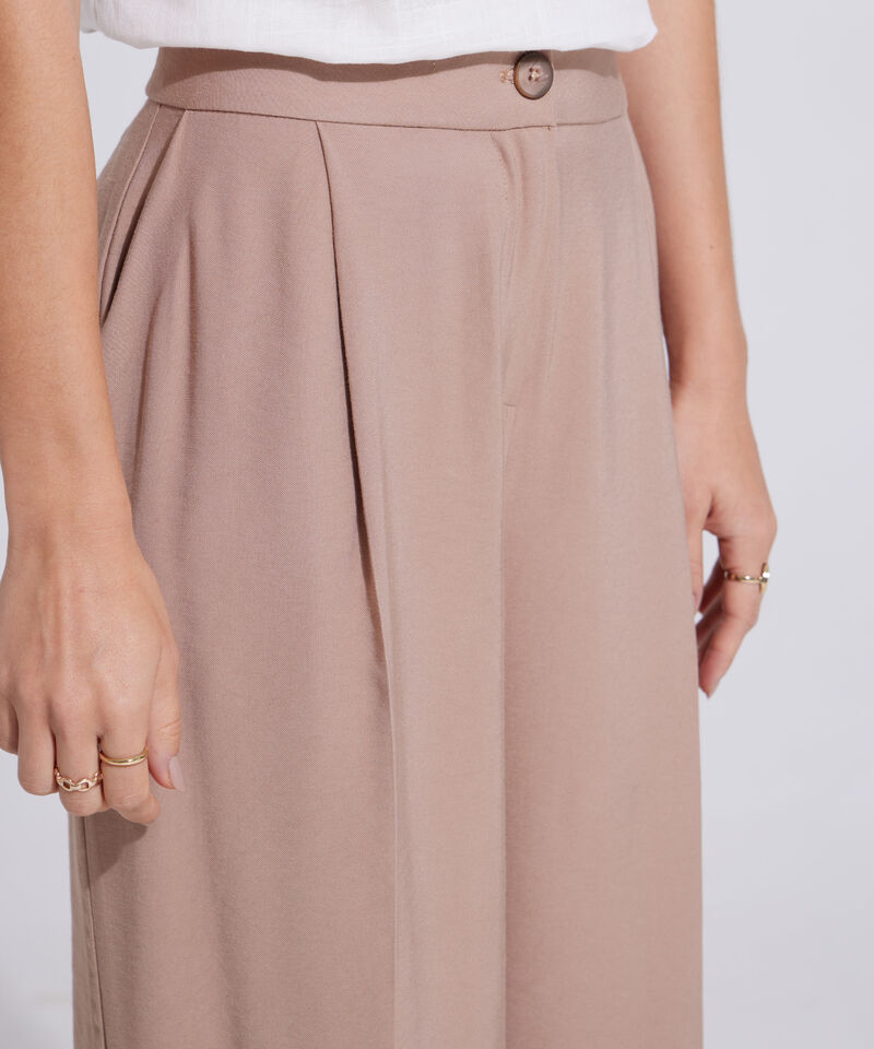 Pantal&oacute;n Fluido Unicolor Con Pliegues Mujer