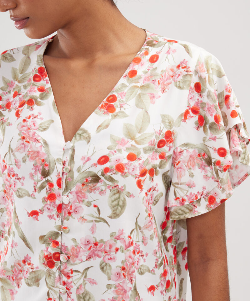 Blusa Estampada Con Mangas Tipo Gola