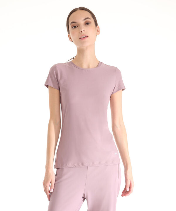 Camiseta Manga Corta Cuello Redondo Unicolor Con Cortes Malla, Sport Líneas Patprimo