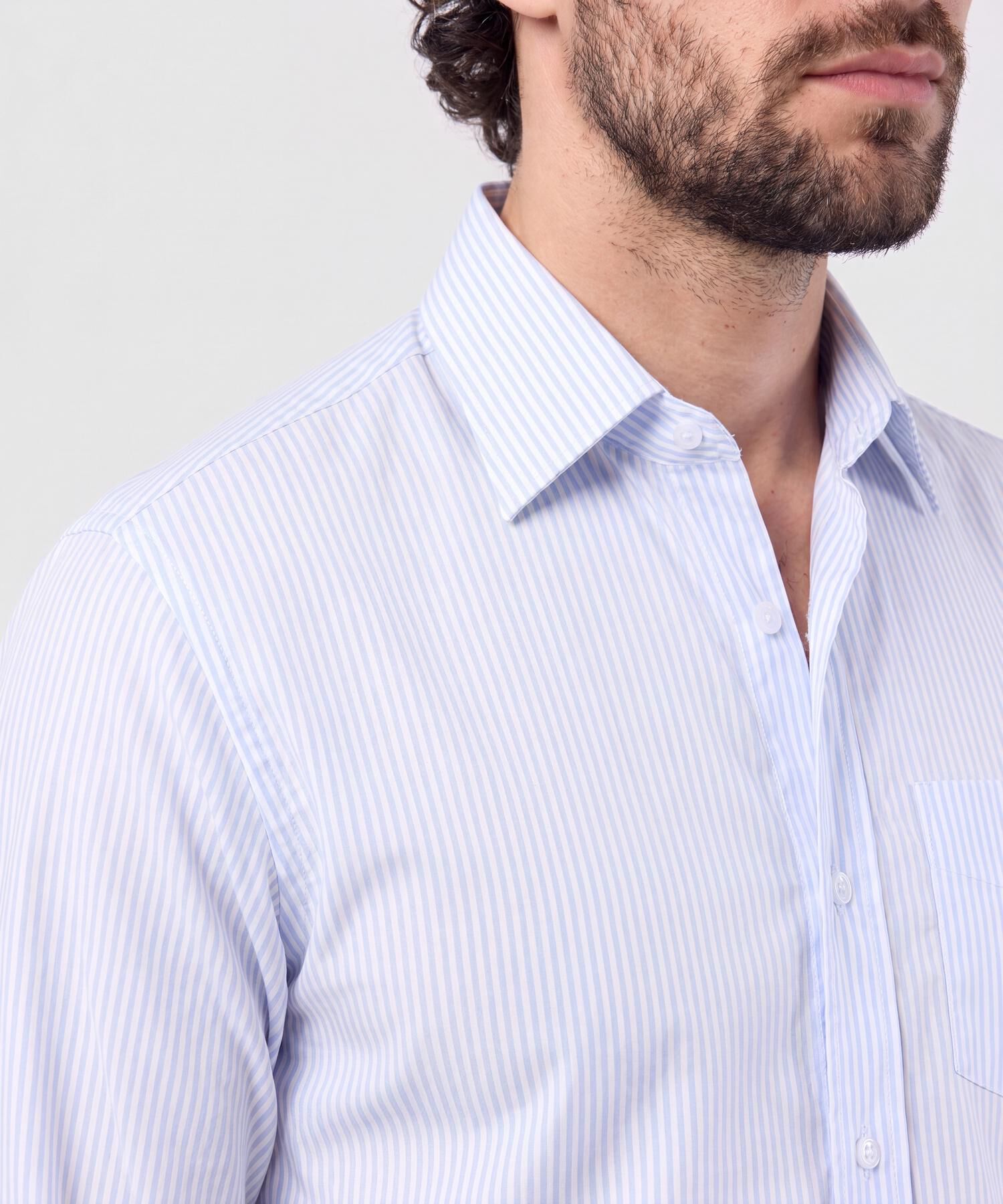 Camisa A Rayas Manga Larga Para Hombre