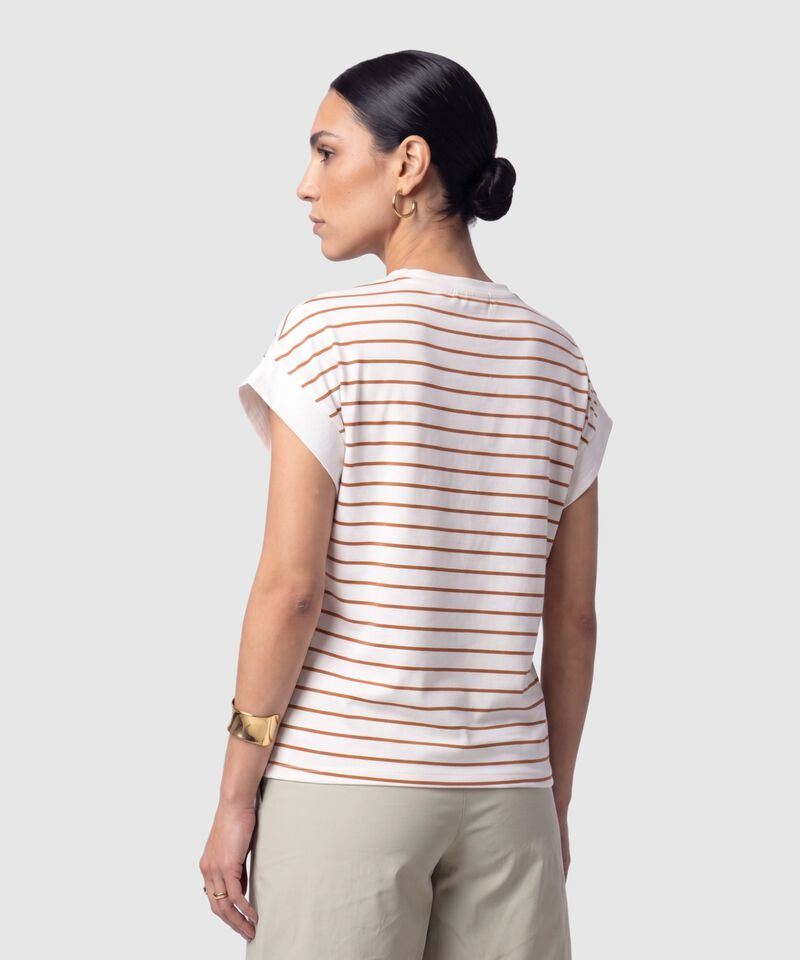 Camiseta Casual A Rayas Para Mujer