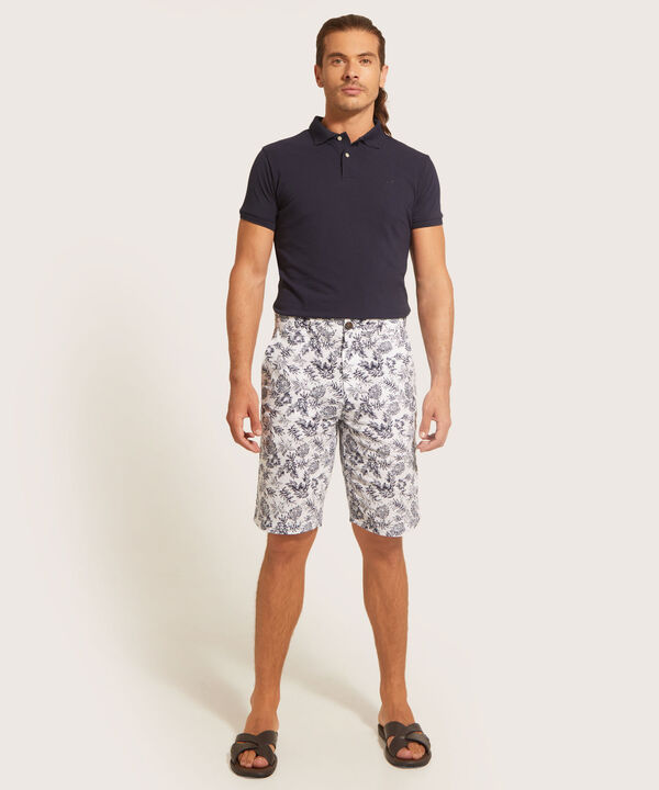 Bermuda Básica Mezcla De Lino Estampado