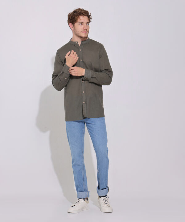 Camisa Manga Larga Cuello Neru Unicolor