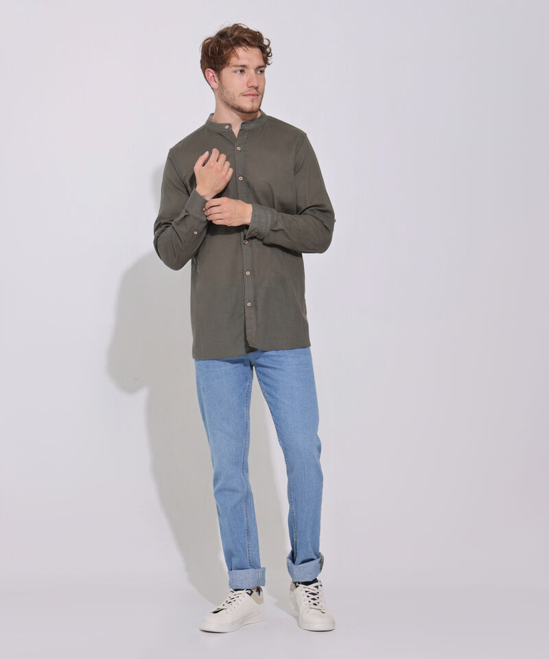 Camisa Manga Larga Cuello Neru Unicolor