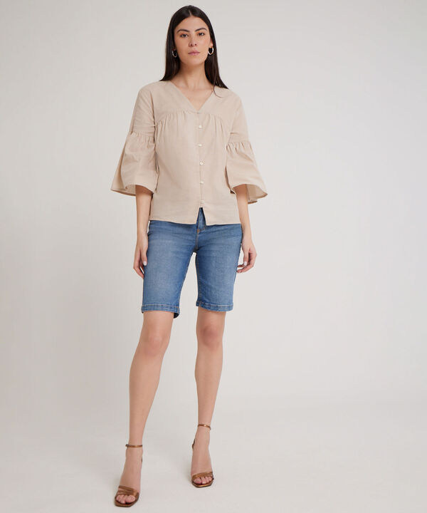 Blusa Manga Corta Con Arandela En Manga