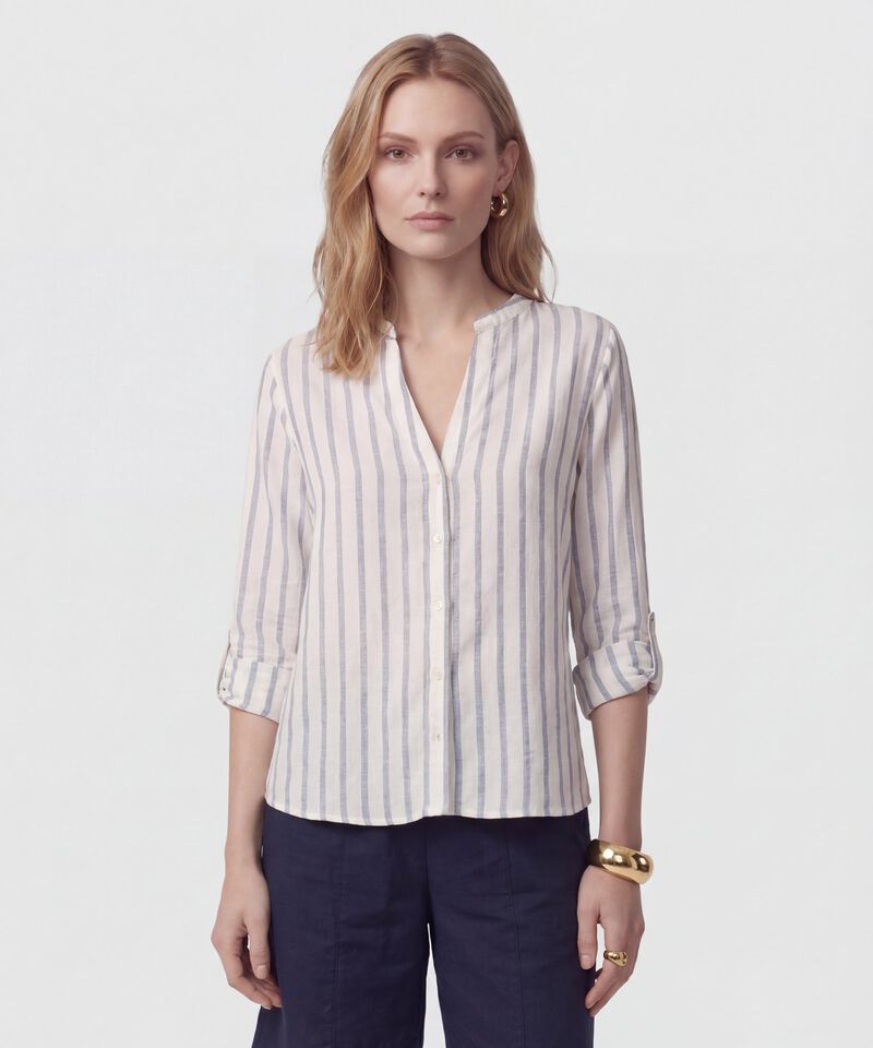 Camisa Cuello Neru Con Manga Ajustable Para Mujer