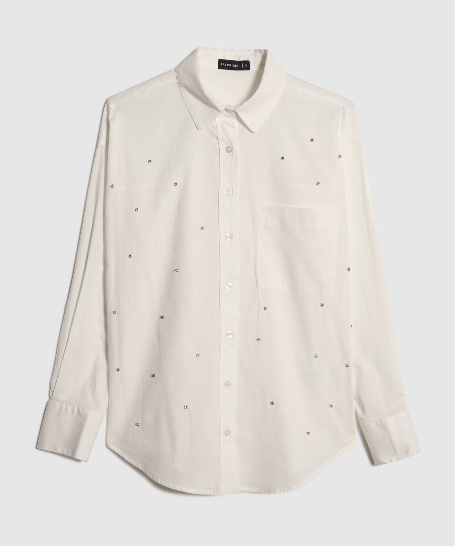 Camisa Unicolor Con Pedrería