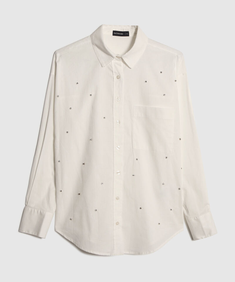 Camisa Unicolor Con Pedrería