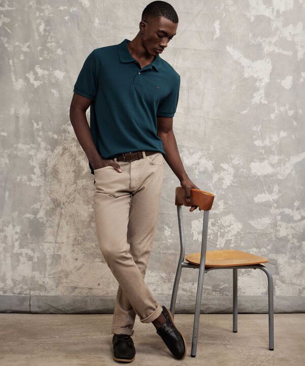 Polo Tejido Unicolor Cuello Y Pu&ntilde;os Tejidos,Sin Bolsillo Con Hiladillo.