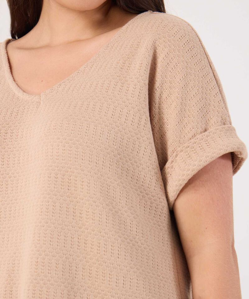 Camiseta Texturizada Unicolor Para Mujer Curvy