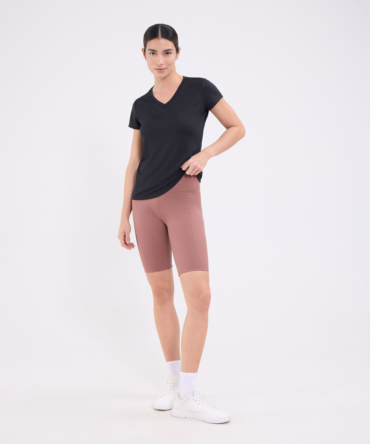 Camiseta manga corta texturizada para mujer