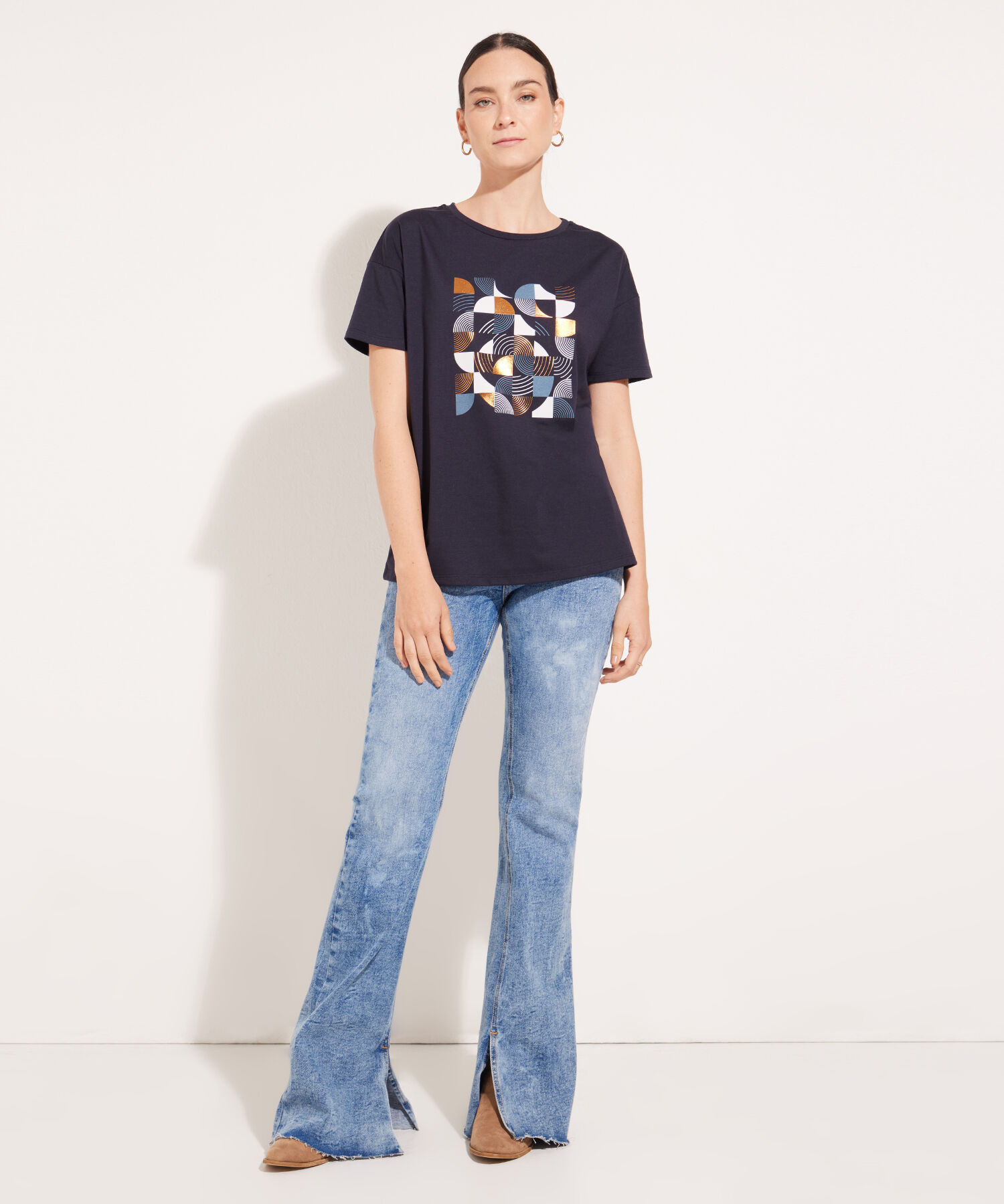 Camiseta Manga Corta Corrida Con Screen En Frente