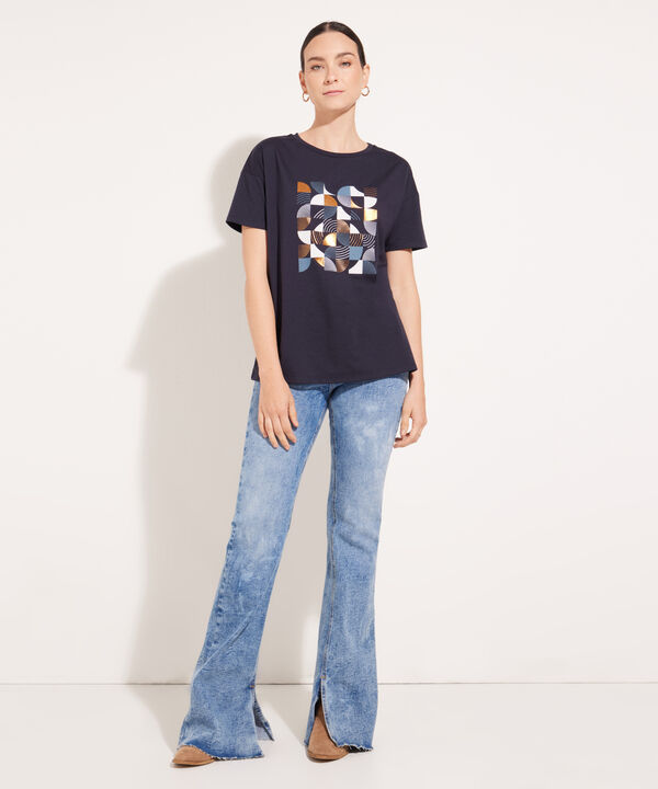 Camiseta Manga Corta Corrida Con Screen En Frente