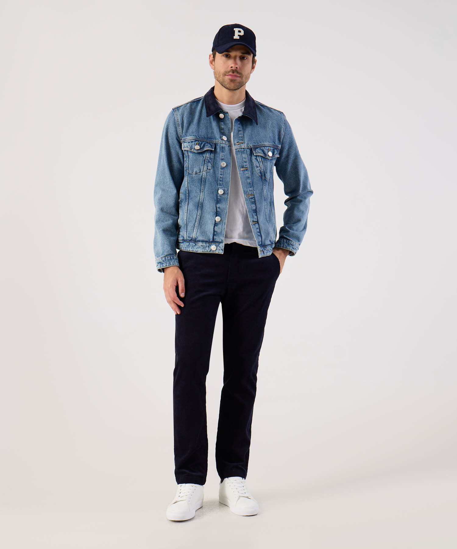 Chaqueta Denim Con Cuello En Contraste