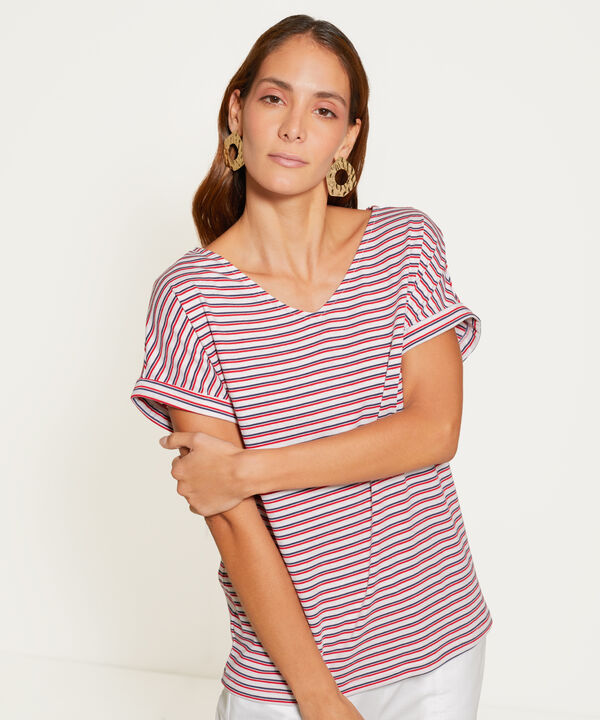 Camiseta Manga Corta Con Guardapolvo Cuello V Preteñida