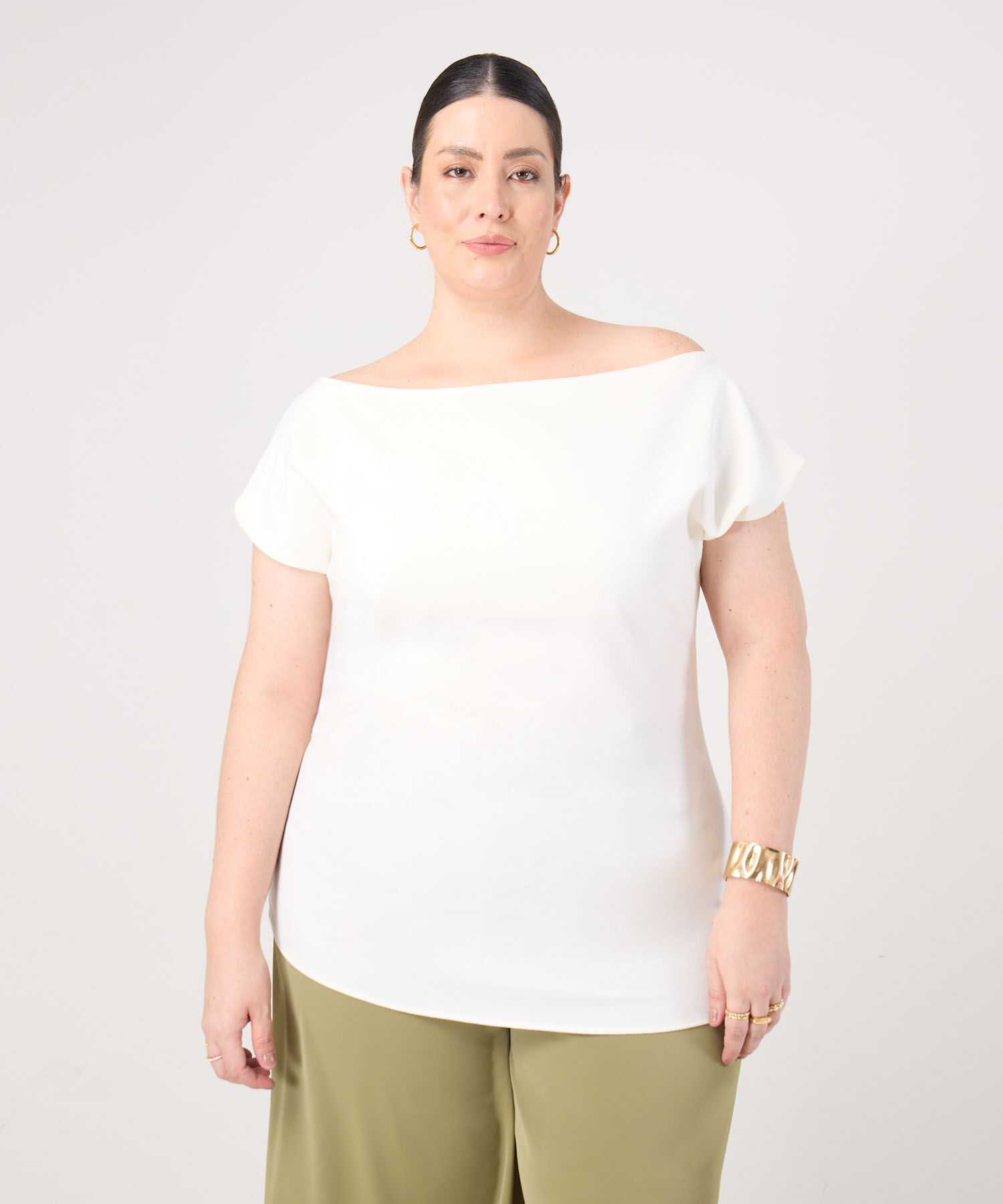 Blusa Unicolor Con Detalle Para Mujer Curvy