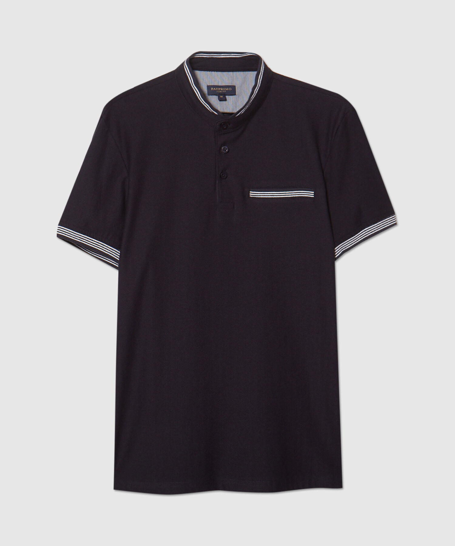 Polo Unicolor Cuello Mao Manga Corta Slim Fit