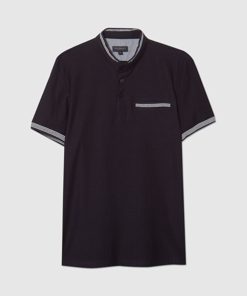 Polo Unicolor Cuello Mao Manga Corta Slim Fit