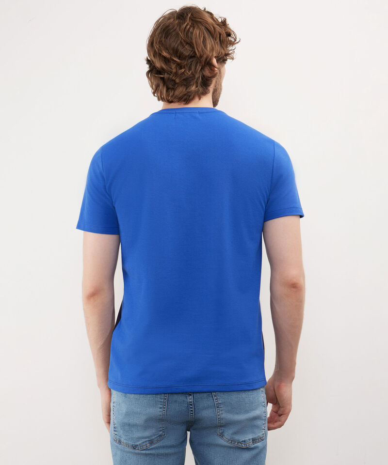 Camiseta Unicolor, Manga Corta, Cuello Redonco Con Cortes, Preppy Naval Linea Moda