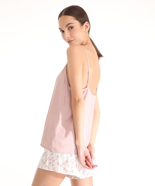 Pijama Camiseta Manga Sisa Unicolor Con Pantalón Corto Estampado