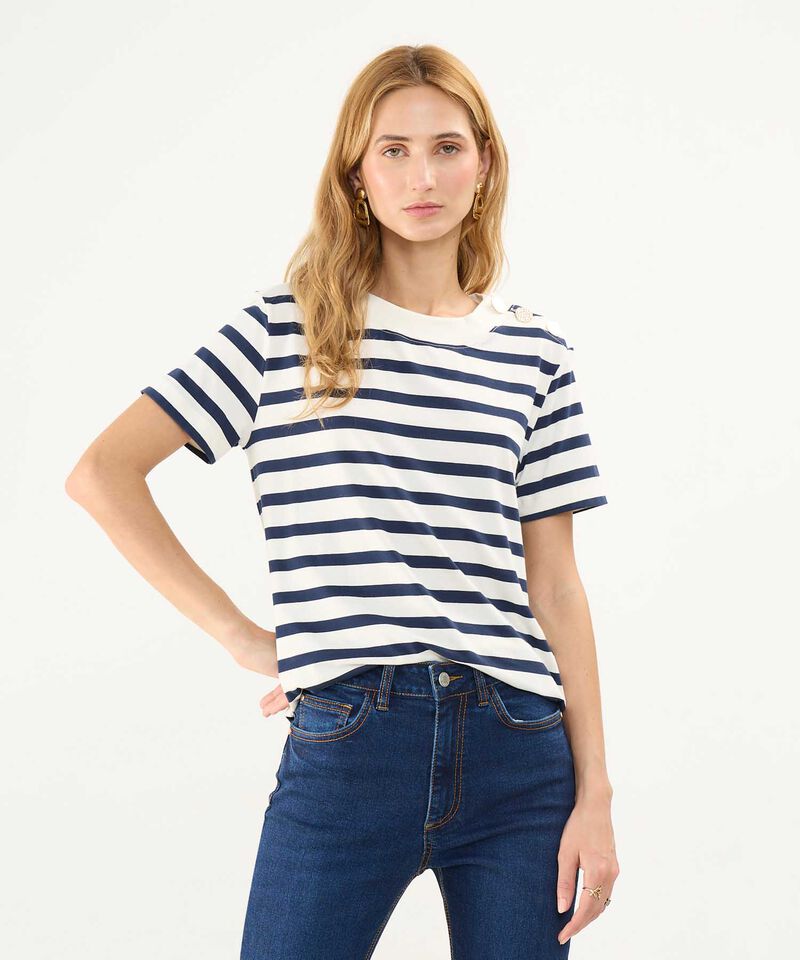 Camiseta a Rayas con Botones