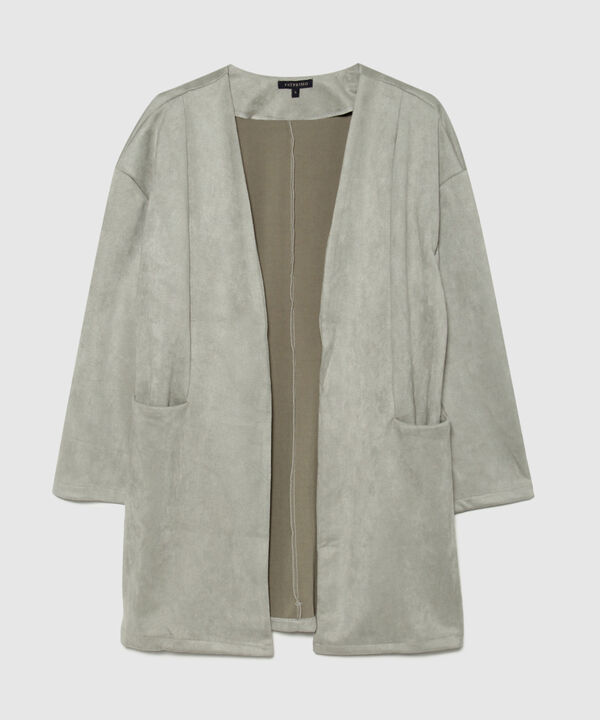 Chaqueta Larga en Suede 