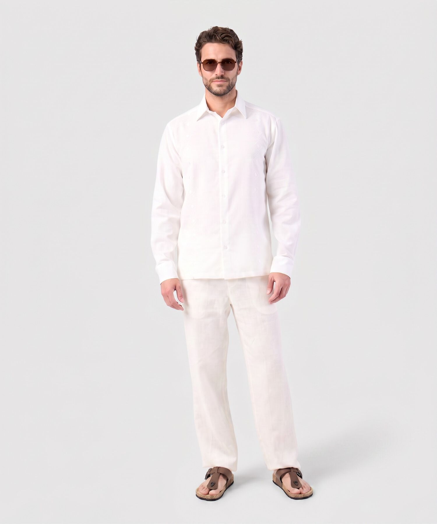 Camisa Guayabera Manga Larga Para Hombre