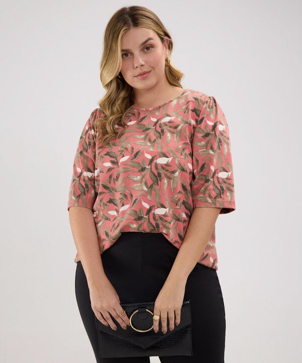 Camiseta Estampada Manga Corta Tipo Bombacha, Escote Redondo