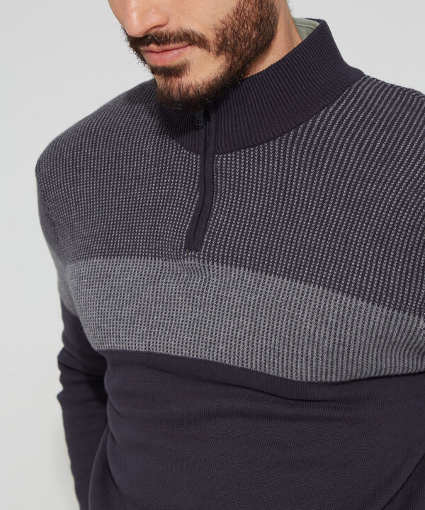 Saco Cuello Alto, Bloques De Color Y Textura